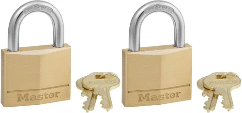 Vista 14 de Master Lock 140T Candado de latón sólido con llave, paquete de 2