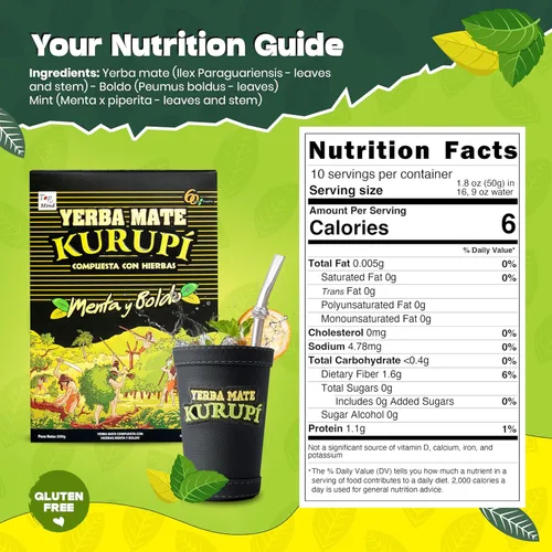 Vista 2 de Kurupi Menta Boldo Yerba Mate 500 g (1.1 lbs)