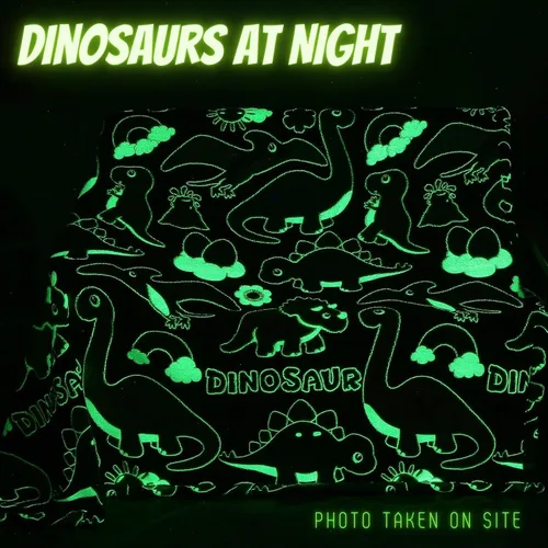 Vista 4 de Bood Manta que brilla en la oscuridad para niños, manta de dinosaurio para niñas y niños, única para niños, mantas para niños y dinosaurios, manta