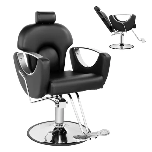 Vista 9 de Silla de peluquero reclinable para estilista Todo negro