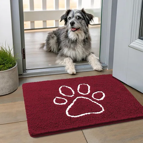 Vista 51 de Smiry Tapete para puerta de perro para patas fangosas, absorbente y Gris y negro