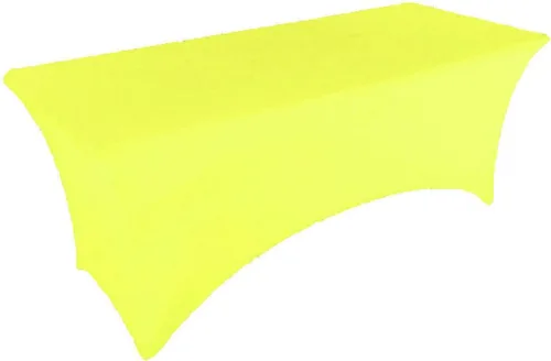 Vista 7 de Mantel de mesa de elastano elástico marfil de 4 pies para mesa plegable rectangular ajustable
