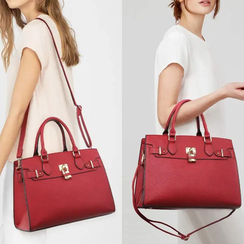 Vista 2 de Bolso de mano y bolsos para mujer con asa superior de avestruz, bolsa de trabajo con cartera