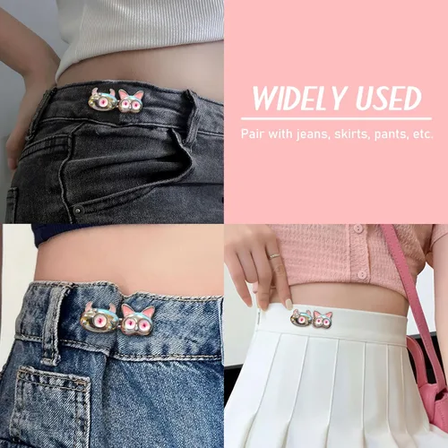 Vista 4 de Botones para jeans, botones desmontables para pantalones de mezclilla, ajuste de botones para ajustar la cintura de los pantalones. Rosado