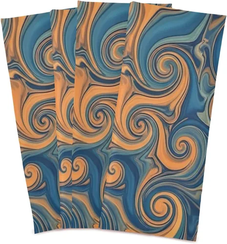 Vista 2 de Retro Swirls - Juego de 6 paños de cocina absorbentes de 28 x 18 pulgadas, color naranja y azul