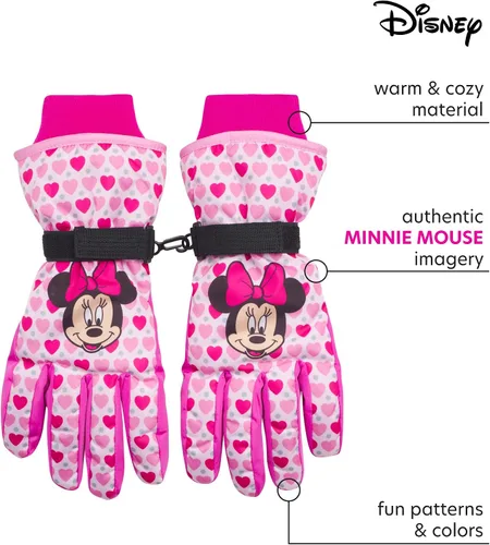 Vista 2 de Disney Guantes de esquí de nieve aislados de invierno para niñas Minnie Mouse o Frozen II Elsa Anna niñasniñas Nieve