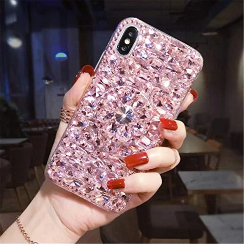 Vista 2 de Funda para Google Pixel 5A, funda con función atril de diamante para Google Pixel 5A, funda 3D hecha a mano con purpurina de diamante para Google