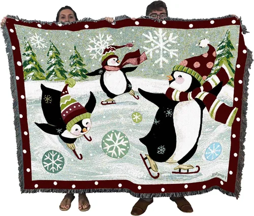 Vista 17 de Pure Country Weavers - Cobija con flecos de algodón, tejida, 72 x 54, flores de Navidad, fabricada en EE.UU.