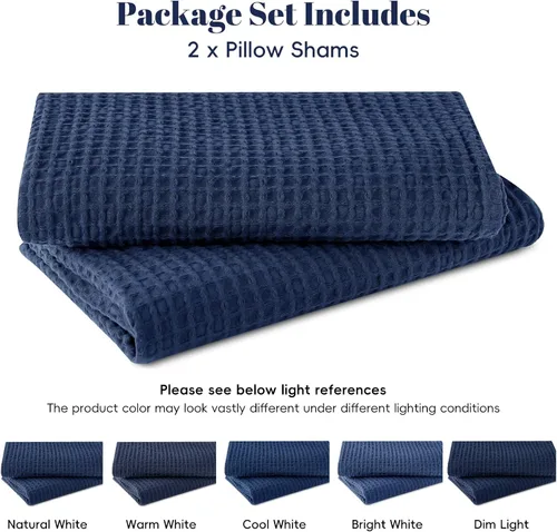 Vista 6 de PHF Funda de almohada 100% algodón con tejido de gofre, 22 x 22 pulgadas, sin relleno, paquete de 2 elegantes fundas de almohada cuadradas