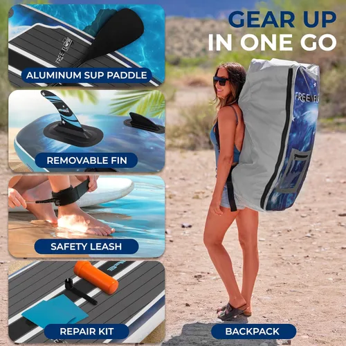 Vista 7 de SereneLife 10’6” Inflatable Stand Up Paddle Board with Premium SUP Accessories - 32” Wide Stable Design with Non-Slip EVA Deck Pad, for Youth and