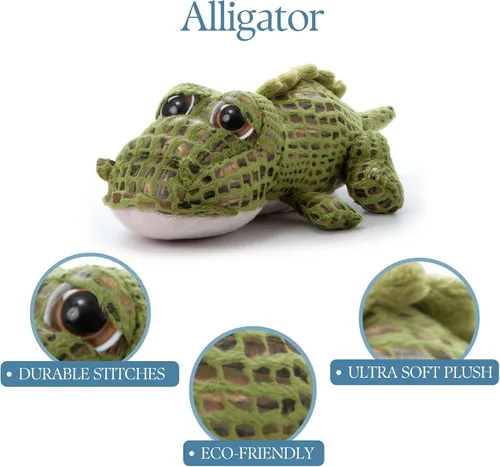 Vista 6 de The Petting Zoo Peluche de cocodrilo, regalos para niños, animales de zoológico de ojos brillantes, juguete de peluche de cocodrilo de 10 pulgadas