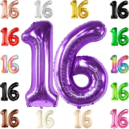 Vista 15 de KatchOn Globo marrón café con el número 16 de 1 pieza, 40 pulgadas, decoraciones de cumpleaños para niñas y niños Globo marrón café número 16 de 1