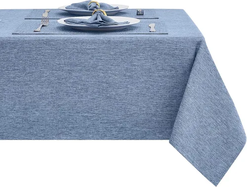 Vista 33 de Mantel redondo de poliéster resistente al agua y las manchas, lavable, mantel de tela para mesa de cocina y comedor