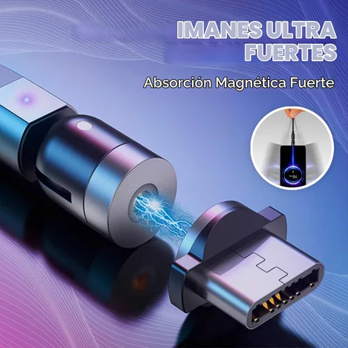 Vista 3 de Statik Cable de carga magnético 360, cargador tipo C 3 en 1, cable USB C a USB C, puntas micro USB e iProduct, adaptador USB A, cable de carga