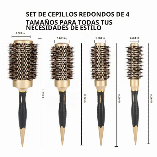 Vista 2 de Cepillo para el Cabello, Juego de Cepillos Redondos para Secado con Secador - Cepillo Profesional de Cerdas de Jabalí para Peinado, Tecnología