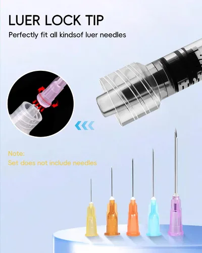 Vista 3 de Jeringa Luer Lock de 1ml sin aguja - Jeringas de plástico de 1cc, estériles, selladas individualmente, paquete de 10
