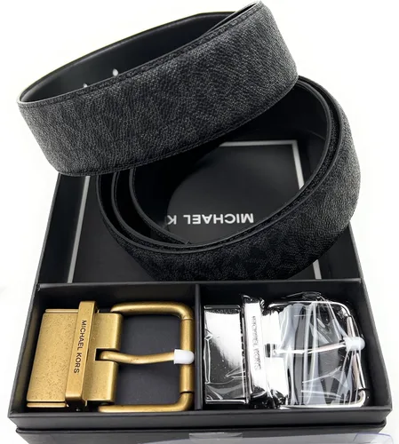 Vista 6 de Michael Kors Mens Box Jet Set 4 In 1 Signature Leather Gift Set Belt Black