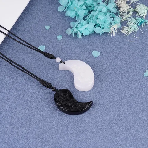 Vista 3 de ASGIFT Collar de la suerte de obsidiana, dije de protección de amuleto de piedra de poder con cadena de cuentas ajustable, cristal curativo, regalo