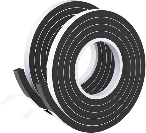 Vista 9 de Burlete para Puerta Negro, 1 Pulgada de Ancho X 1/4 Pulgada de Grosor, Sello de Ventana de Aire Acondicionado, Cinta de Espuma Autoadhesiva Tira