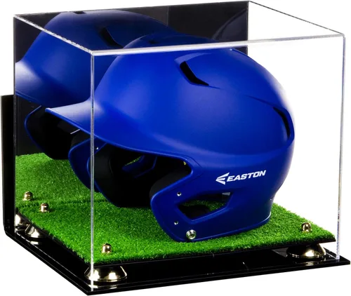 Vista 12 de Better Display Cases Vitrina acrílica para casco de bateo de béisbol con espejo, elevadores rosados, montaje en pared y base de espejo (V22/A012)