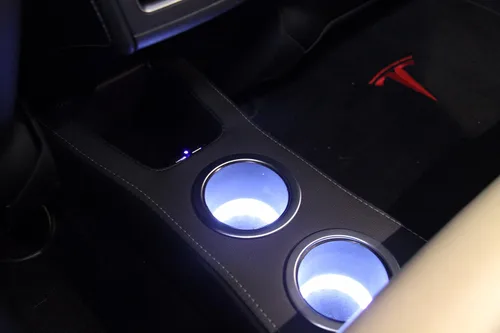 Vista 5 de Portavasos trasero LED - Consola de piso para Tesla Model S (azul)