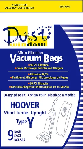 Vista 4 de EnviroCare Bolsas de vacío de microfiltración de repuesto hechas para adaptarse a Hoover Windtunnel vertical tipo Y, paquete de 9