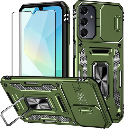 Vista 7 de Para Samsung Galaxy A16 5G Funda con Protector de Pantalla y con Cubierta de Cámara, Soporte Giratório de 360° Grado Militar (Resistente) Protector
