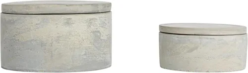 Vista 7 de Bloomingville A75500081 - Juego de 2 cajas redondas decorativas de cemento gris