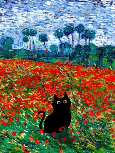 Vista 9 de Kits de pintura de diamantes para adultos, pintura de diamante de gato negro 5D, arte de diamantes para adultos, diamantes redondos de taladro