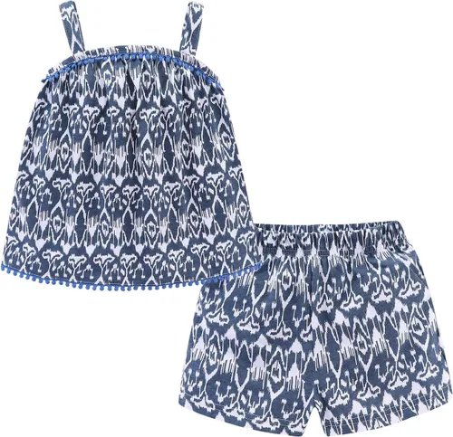Vista 86 de LittleSpring Conjunto de verano para niñas con camiseta sin mangas y pantalones cortos florales
