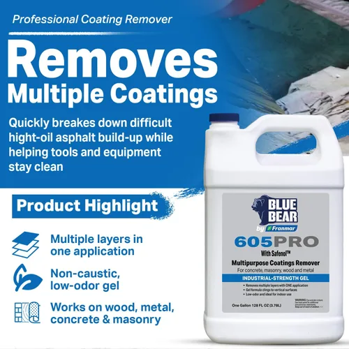 Vista 2 de Blue Bear 605 Pro Removedor de recubrimiento, un galón (128 oz)