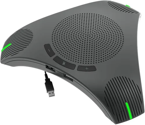 Vista 2 de Altavoz de conferencia USB con micrófono omnidireccional 360 para 8-10 personas, reducción de ruido DSP inteligente para reuniones de video (gris)