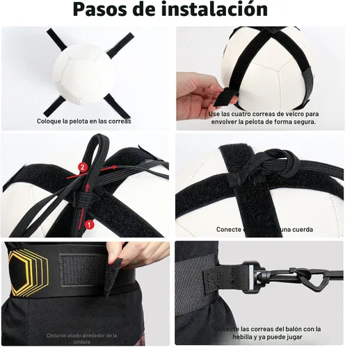 Vista 6 de Entrenador de fútbol/voleibol/rugby, patada y lanzamiento de fútbol, ayuda de entrenamiento para práctica en solitario, control de habilidades