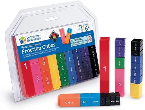 Vista 2 de Learning Resources Fraction Tower Fraction Cubes, bloques para niños, juego de 51 piezas, a partir de 6 años