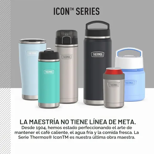 Vista 7 de THERMOS ICON - Tarro de alimentos de acero inoxidable con cuchara, 12 onzas, color negro