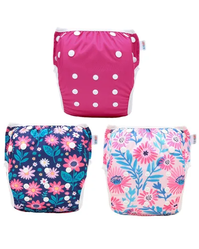 Vista 26 de ALVA Pañales de natación BABY 2 piezas reutilizables para bebé niña de 0 a 8 meses, pañales de natación ajustables a presión lavables para piscina