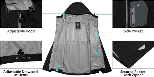 Vista 4 de Little Donkey Andy Men's Waterproof Rain Jacket Outdoor Lightweight Rain Shell Coat for Hiking, Golf, Travel