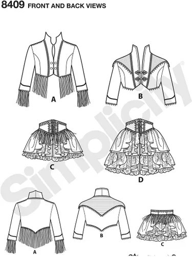 Vista 4 de Simplicity 8409 - Disfraz steampunk occidental para mujer, patrón de costura para cosplay, tallas 6-14
