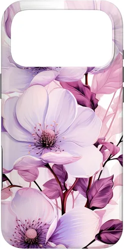 Vista 22 de Funda para iPhone 17, diseño de flores de magnolia rosa y morado lavanda