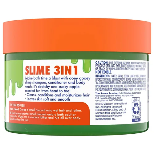 Vista 3 de Suave Champú para niños, acondicionador, gel de baño 3 en 1 para facilitar la limpieza de manzana verde pegajosa, sin desgarros, 10 onzas