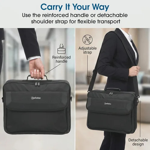 Vista 7 de MANHATTAN Bolsa de hombro para portátil - Estilo delgado maletín, apertura de concha, compartimentos acolchados