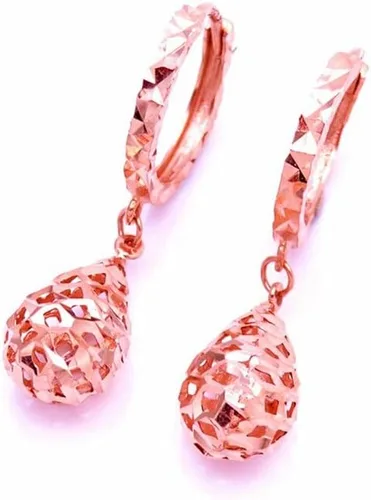 Vista 2 de SAGEKING 2024 New 585 Purple Gold Plated 14K Rose Gold Water Drop Hollow Earrings For Women Glamour Chinese Fashion To Attend The Banquet Jewelry