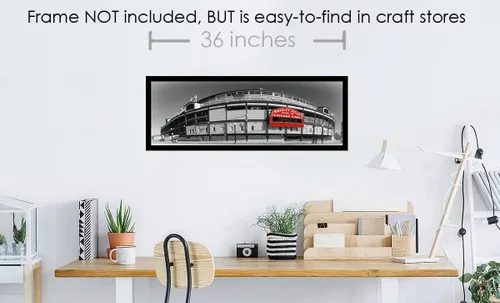 Vista 3 de Chicago Wrigley Field - Póster vintage sin marco, 11.75 x 36 pulgadas, imagen panorámica fotográfica del estadio de béisbol, tamaño estándar