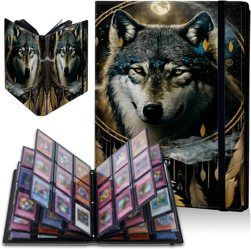 Vista 23 de Carpeta de tarjetas de gato negro y luna, 9 bolsillos para álbum de tarjetas intercambiables, carga lateral, 360 bolsillos, tarjetero de poliuretano
