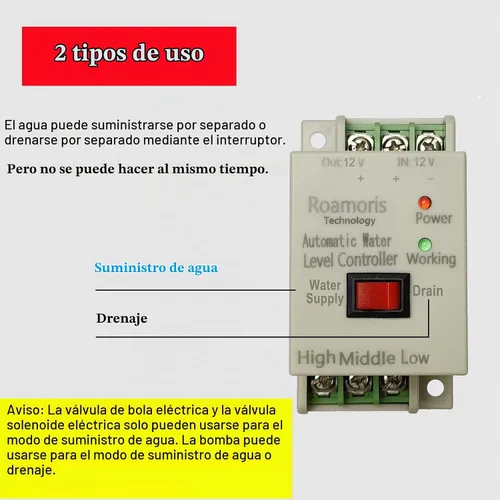 Vista 4 de Interruptor de bomba DC12V Control automático de nivel de agua con sensor detector de 6.5 pies, interruptor de flotador, relé de interruptor
