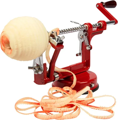 Vista 8 de Pelador y Descorazonador de Manzanas - Hierro Fundido Cromado Duradero y de Servicio Pesado con Potente Succión para Encimera, Manivela Manual