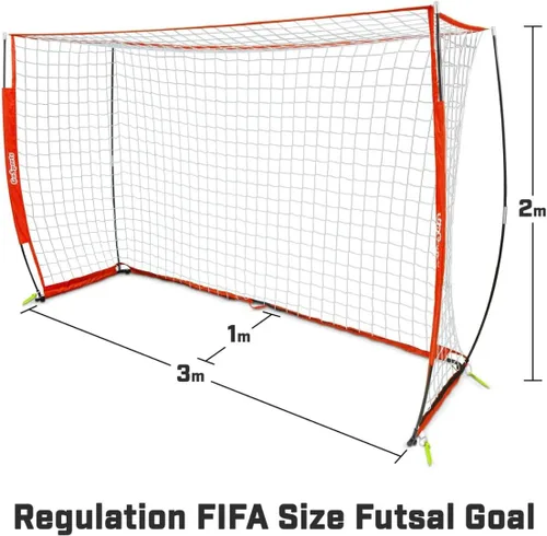 Vista 2 de GoSports Portería de fútbol sala ELITE - Tamaño 3 M x 2 M, marco plegable tipo arco y red - Juega y entrena como los profesionales, incluye bolsa