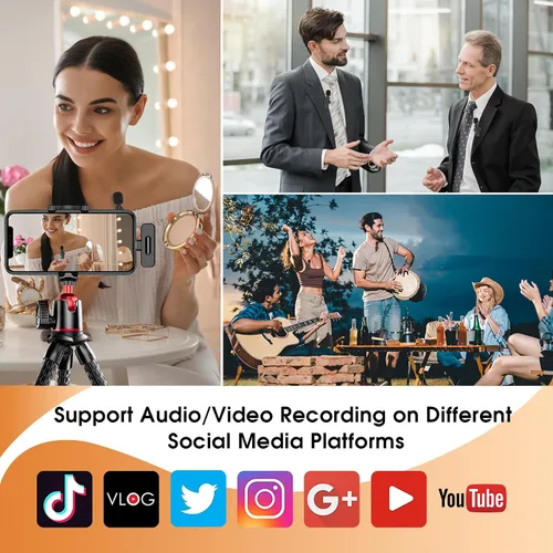 Vista 7 de MAYBESTA Mini micrófono inalámbrico para iPhone iPad - Micrófono de teléfono con solapa Bluetooth Lavalier para grabación de audio y video