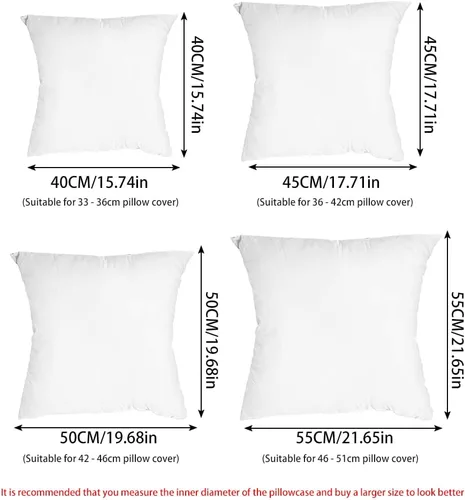 Vista 2 de Eforcase Inserto de almohadas de 18 x 18 pulgadas, insertos de almohada para sofá, silla, inserto cuadrado para fundas de almohada para fundas