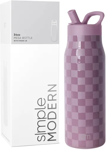 Vista 16 de Simple Modern Botella de agua con tapa de pajilla Termo de acero inoxidable aislado Botellas de agua reutilizables para viajes para gimnasio